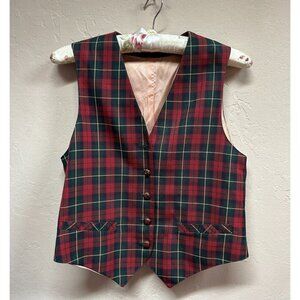 Breckenridge Womens Size 8 Tartan Plaid V-Neck Single Breasted Sleeveless Vest